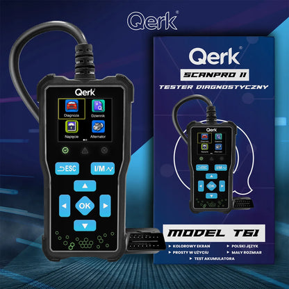 OBD2 skaitytuvas lenkišku meniu QERK T61 diagnostinė sąsaja