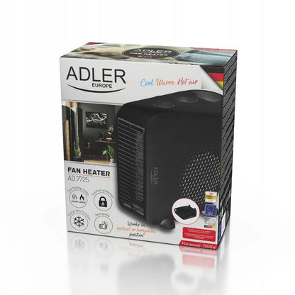 Adler AD7725B elektrinis ventiliatorinis šildytuvas, 2000W, juodas
