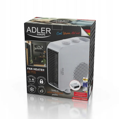 Adler AD7725W elektrinis ventiliatorinis šildytuvas, 2000W, su termostatu