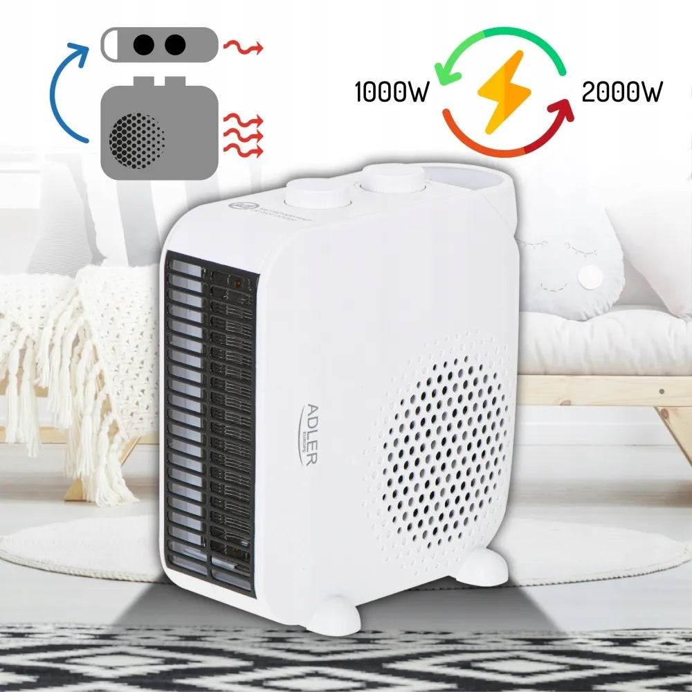 Adler AD7725W elektrinis ventiliatorinis šildytuvas, 2000W, su termostatu