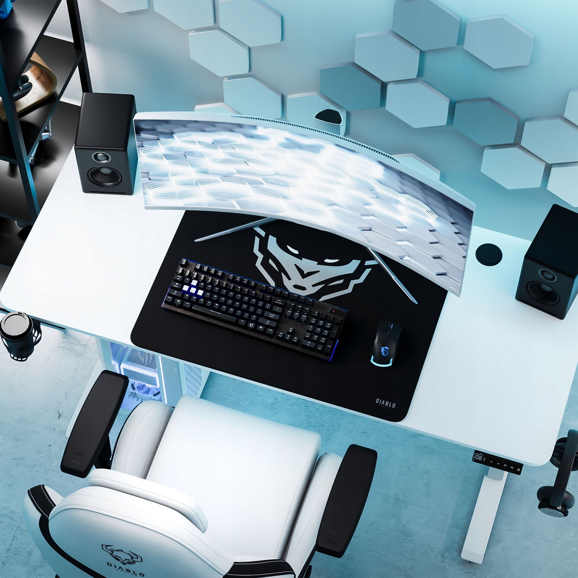 Stalas su aukščio reguliavimu 140cm darbui ir žaidimams DIABLO X-TENSIO Baltas