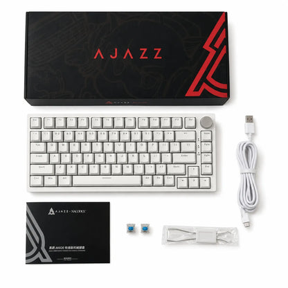 AJAZZ AK820 mechaninė klaviatūra, 75 %, „Hot-Swap“, „Blue Switch“, USB-C, balta