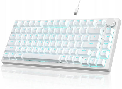 AJAZZ AK820 mechaninė klaviatūra, 75 %, „Hot-Swap“, „Blue Switch“, USB-C, balta