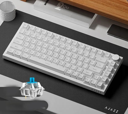 AJAZZ AK820 mechaninė klaviatūra, 75 %, „Hot-Swap“, „Blue Switch“, USB-C, balta