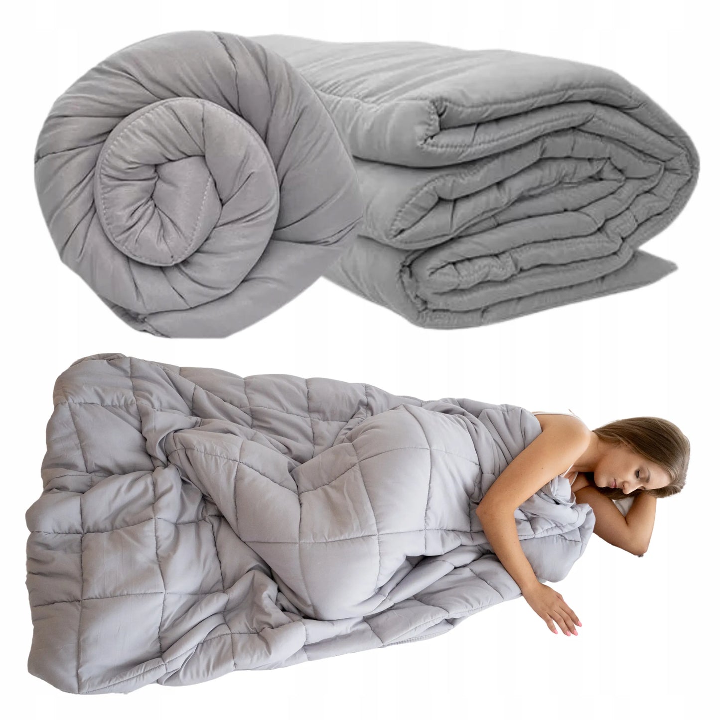 Akito slėgio antklodė sensorinė antklodė 150x220 cm pilka 7,7 kg medvilnė
