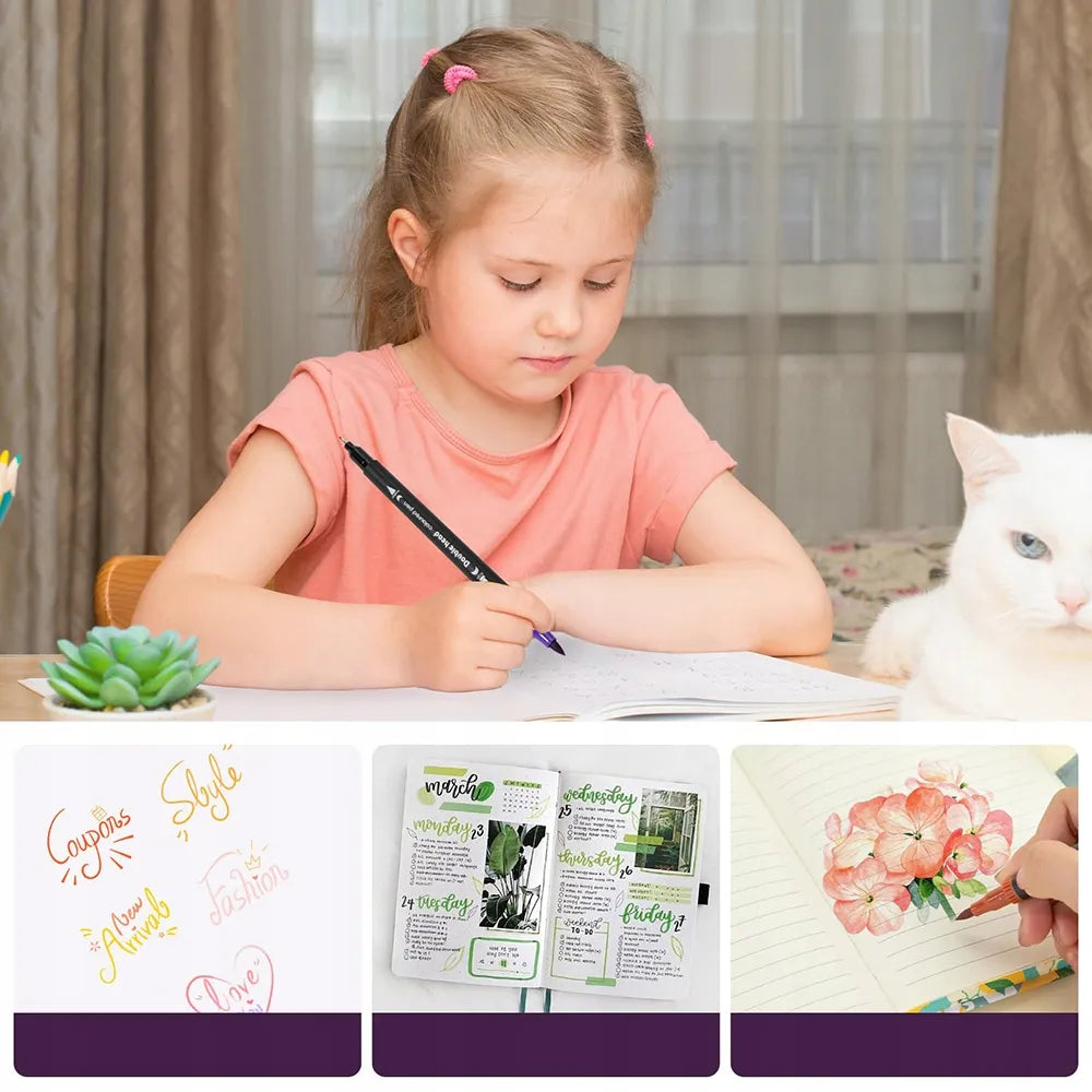 Akriliniai markeriai akmenims dekoruoti, 60 spalvų, dvipusiai piešimo markeriai