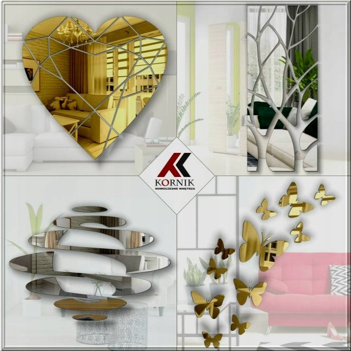 Akrilinis Veidrodis Kvadratai 880x630 mm | Sidabrinė Sieninė Dekoracija | 12 Elementų