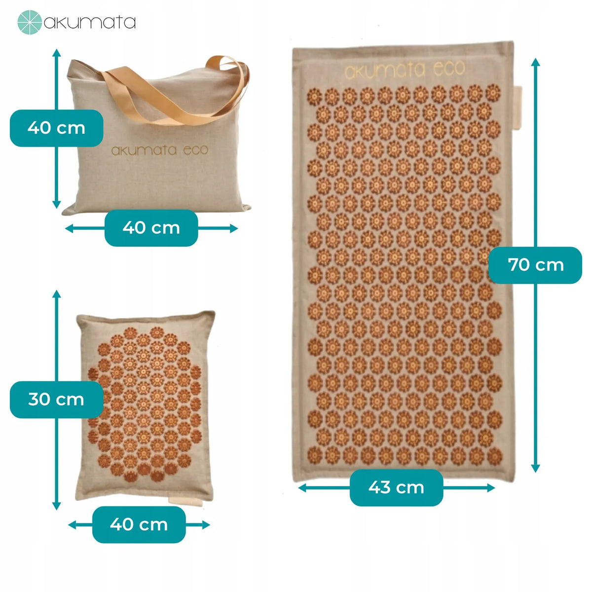 „Akumata Eco“ ekologiškas akupresūros kilimėlio ir pagalvėlės rinkinys