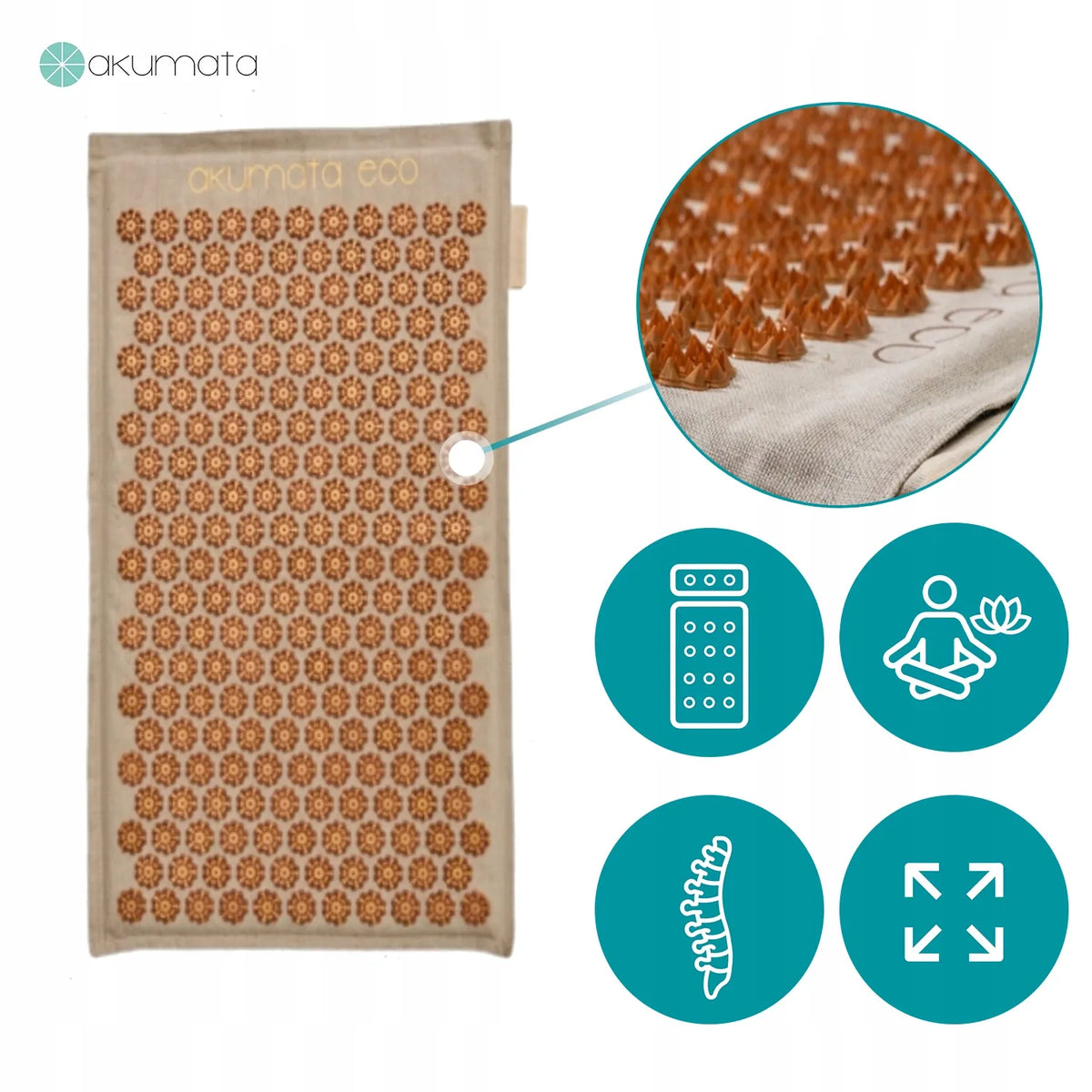 „Akumata Eco“ ekologiškas akupresūros kilimėlio ir pagalvėlės rinkinys