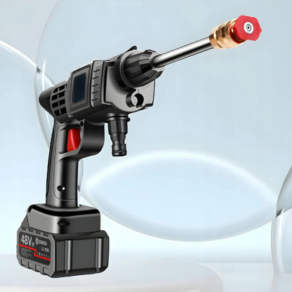 Akumuliatorinė aukšto slėgio plovykla „Technoid PRO“ trinkelėms ir sodui, 2 akumuliatoriai, „Dewalt“ apsauginiai akiniai
