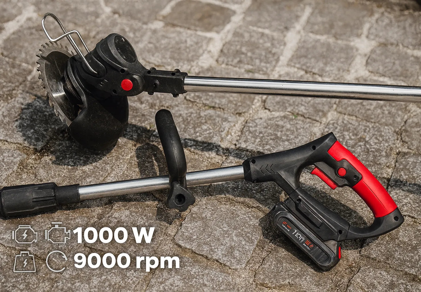 Akumuliatorinė žoliapjovė NATECH MAX 1000W su dviem baterijomis