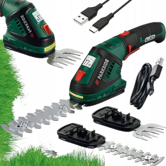 Akumuliatorinės žolės ir gyvatvorių žirklės Parkside 2in1 + priedai