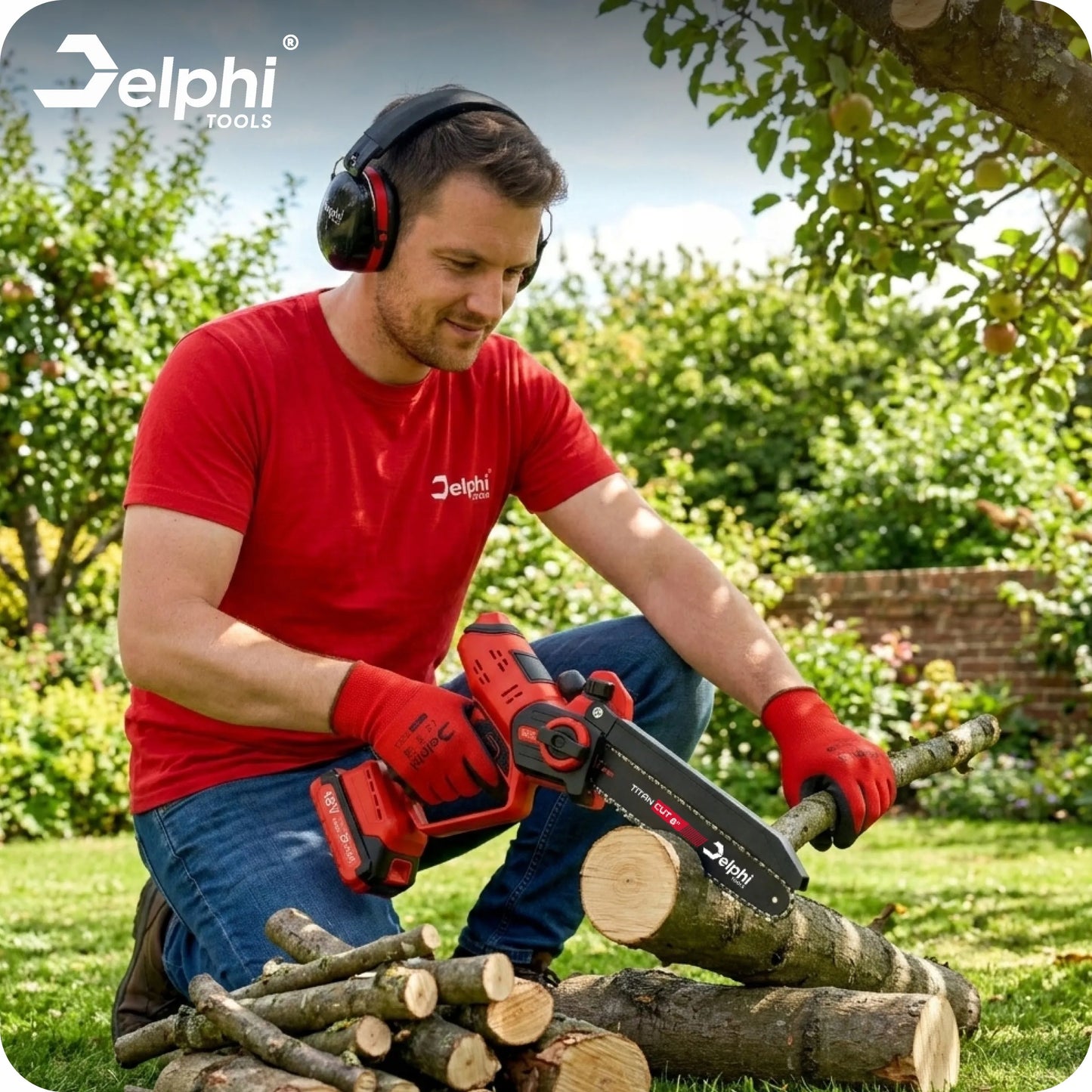 Akumuliatorinis grandininis pjūklas šakoms Delphi Tools 8" 2xAKU galingas