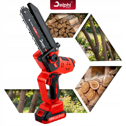 Akumuliatorinis grandininis pjūklas šakoms Delphi Tools 8" 2xAKU galingas