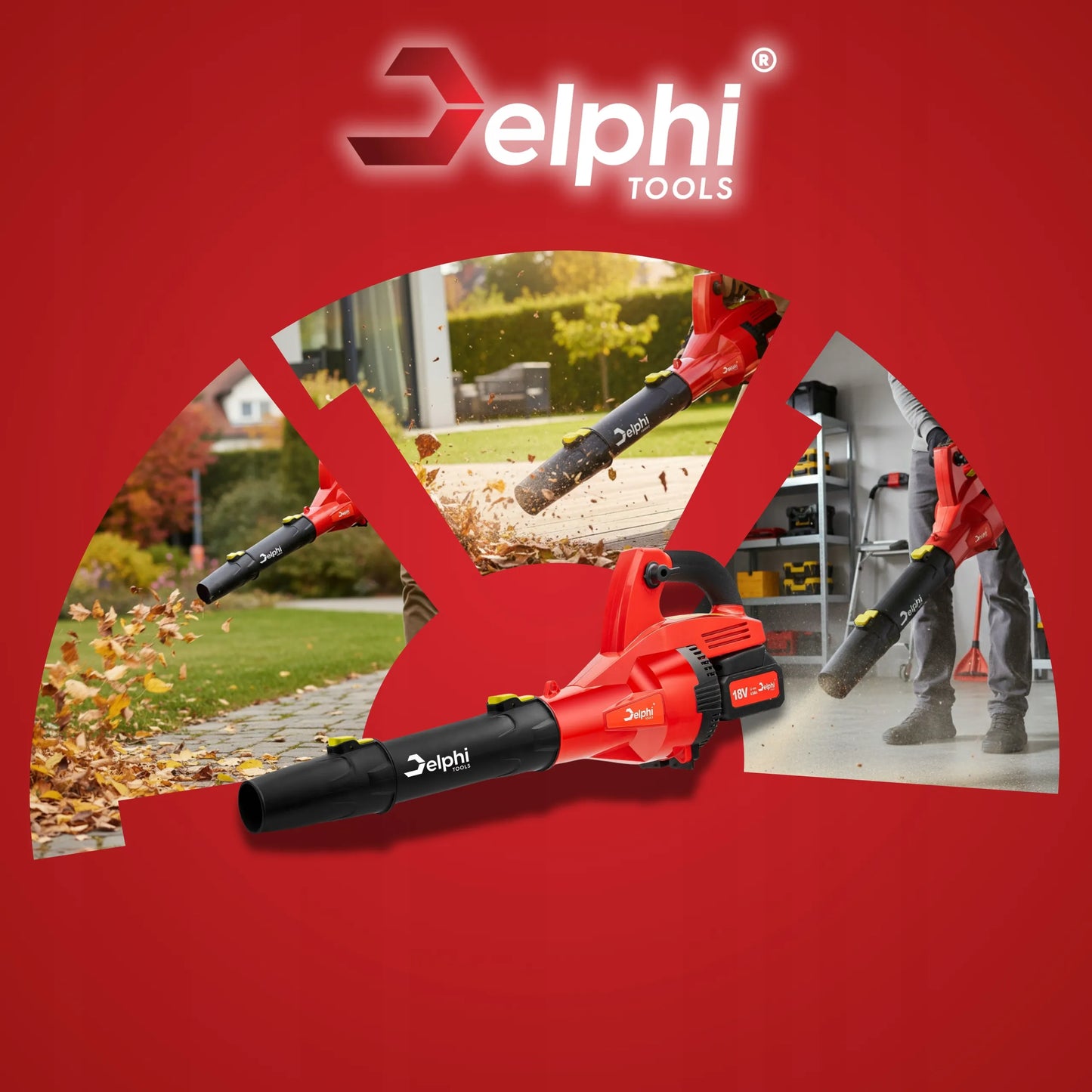 Akumuliatorinis lapų pūstuvas Delphi Tools, skirtas vejos sausinimui, sodo priežiūrai ir belaidžiam darbui