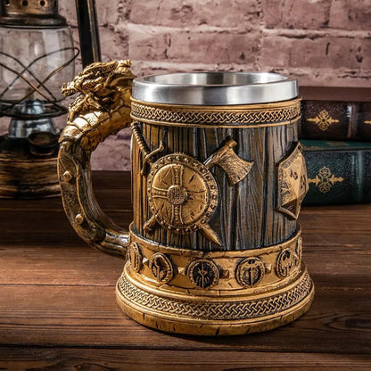 Alaus bokalas 500ml dovanai drakonas RPG stilius nerūdijantis plienas
