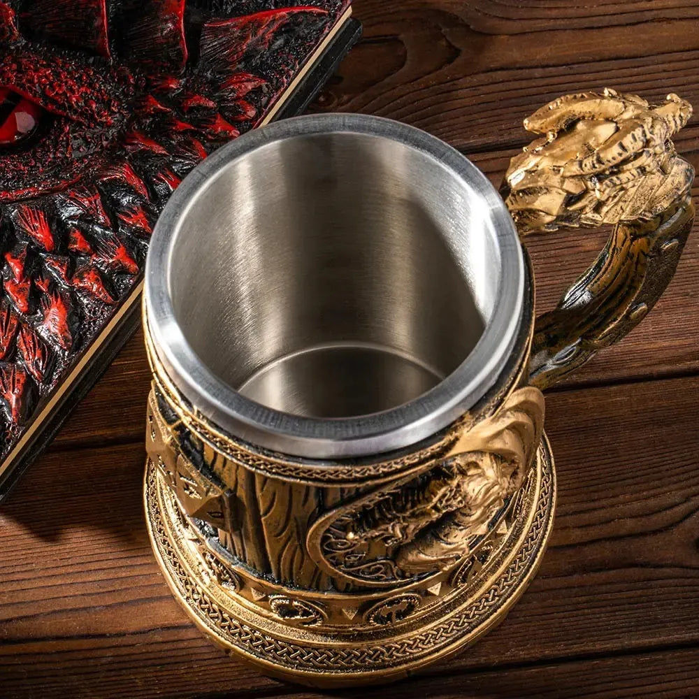 Alaus bokalas 500ml dovanai drakonas RPG stilius nerūdijantis plienas