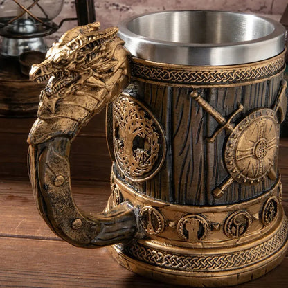 Alaus bokalas 500ml dovanai drakonas RPG stilius nerūdijantis plienas