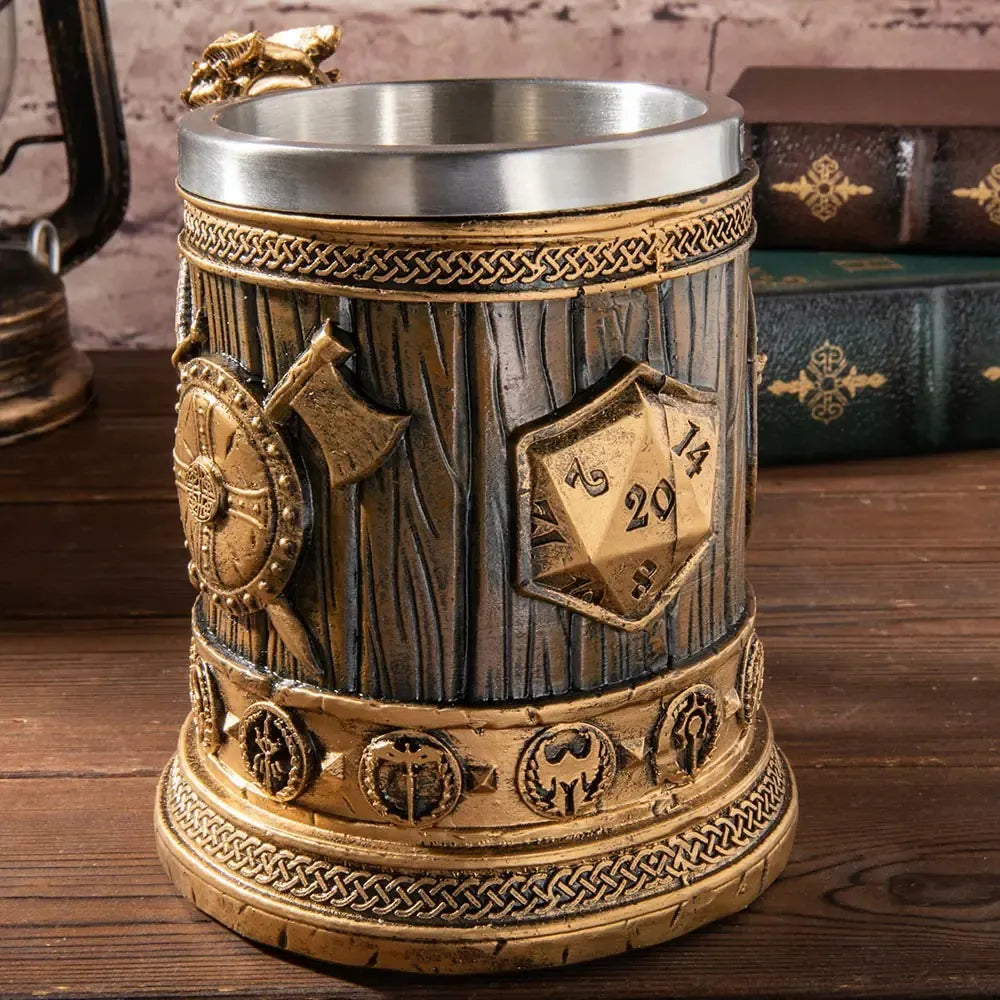 Alaus bokalas 500ml dovanai drakonas RPG stilius nerūdijantis plienas