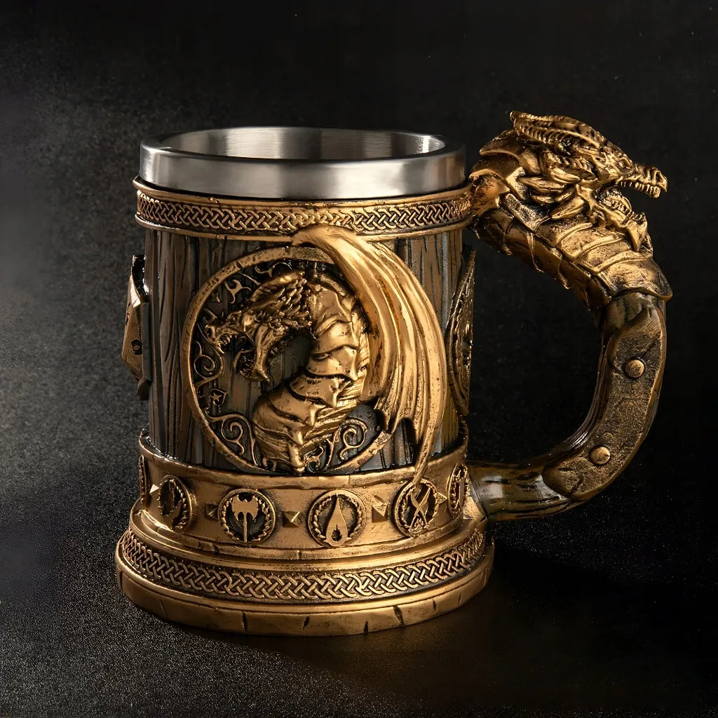 Alaus bokalas 500ml dovanai drakonas RPG stilius nerūdijantis plienas