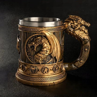 Alaus bokalas 500ml dovanai drakonas RPG stilius nerūdijantis plienas