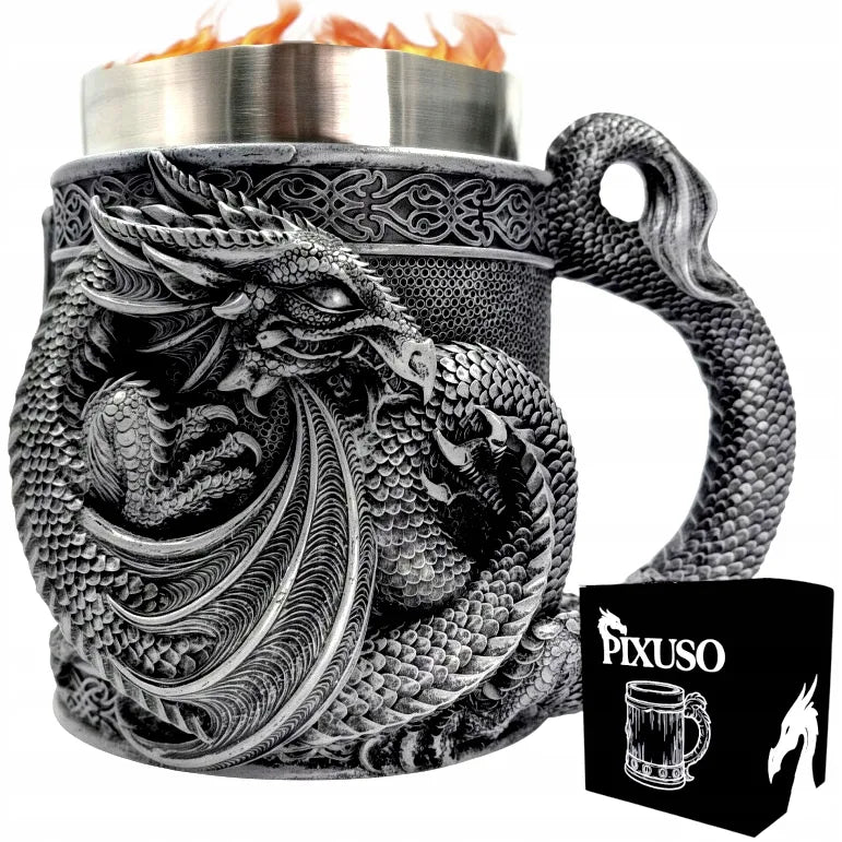 Alaus bokalas PIXUSO 500ml drakono dizaino dovana jam