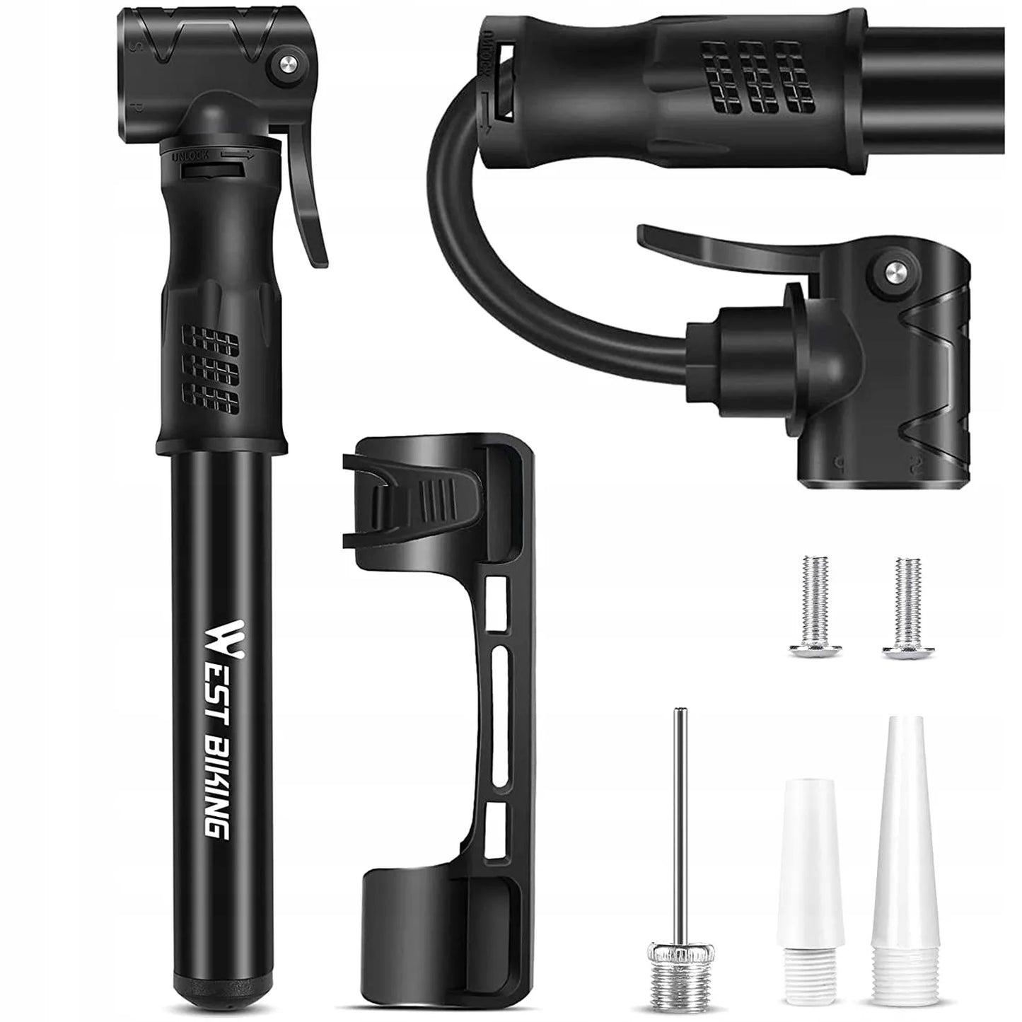 Aliuminė rankinė dviračio pompa Alogy Mini 100psi su laikikliu