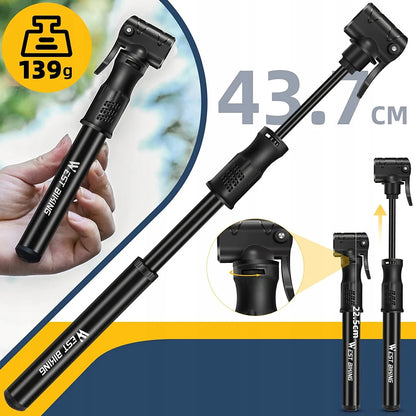 Aliuminė rankinė dviračio pompa Alogy Mini 100psi su laikikliu