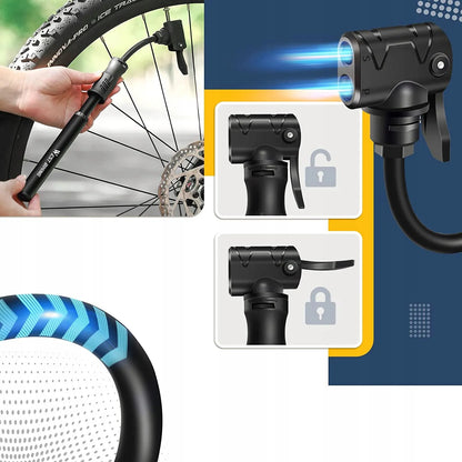 Aliuminė rankinė dviračio pompa Alogy Mini 100psi su laikikliu
