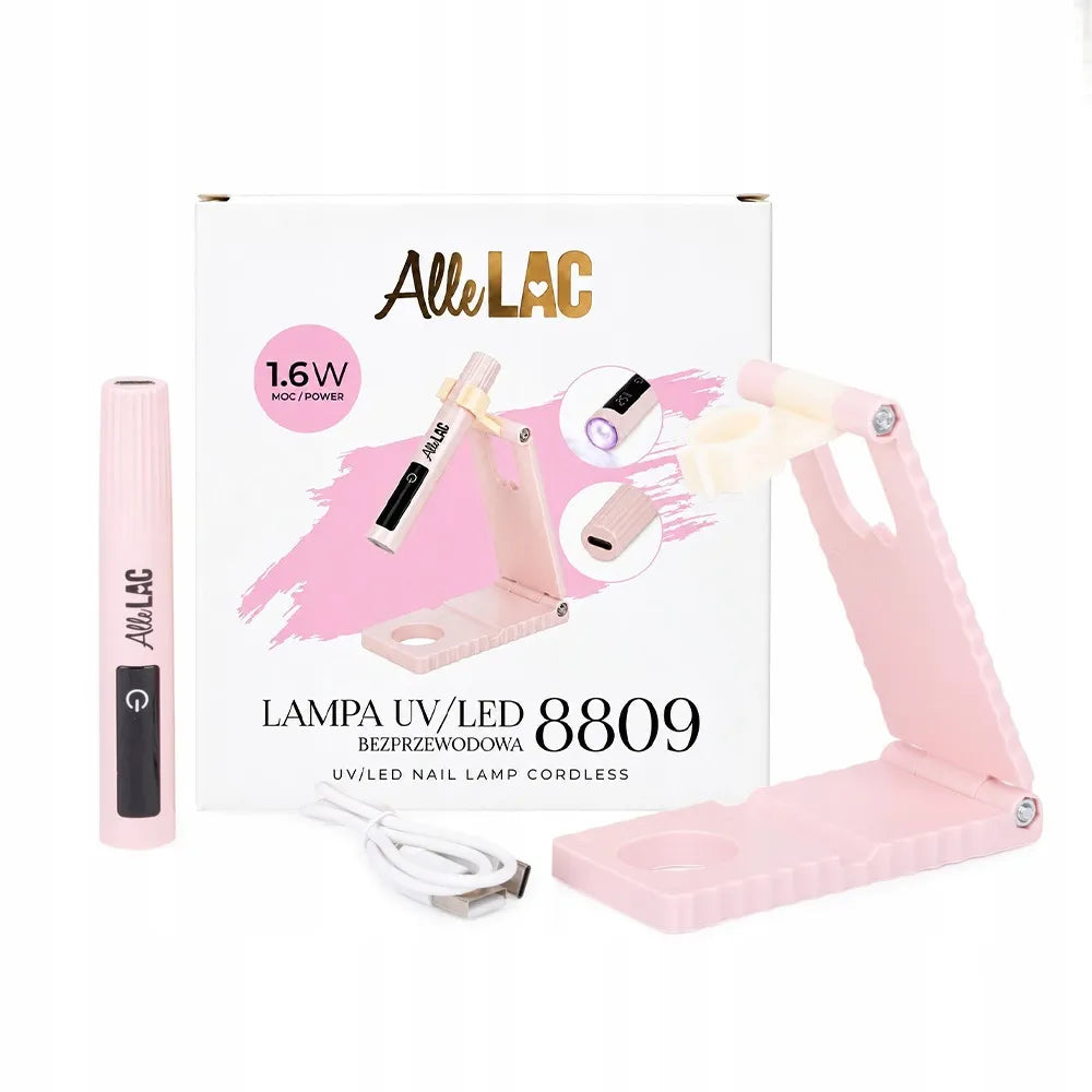 AlleLac UV LED lempa hibridiniams nagams, 1,6 W, tiksliam taškiniam kietinimui, rožinė