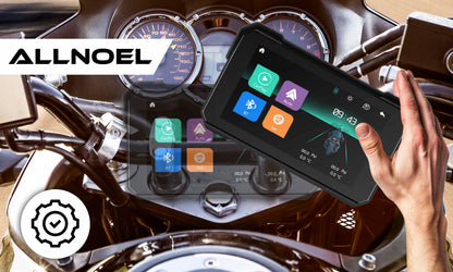 ALLNOEL A4058 motociklo multimedijos stotis, 5 colių ekranas, navigacija, „CarPlay“ ir „Android Auto“