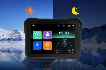 ALLNOEL A4058 motociklo multimedijos stotis, 5 colių ekranas, navigacija, „CarPlay“ ir „Android Auto“