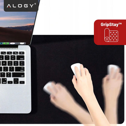 Alogy DeskMat XL 80x40 cm apsauginis stalo kilimėlis pele ir klaviatūrai, neslystantis, juodas