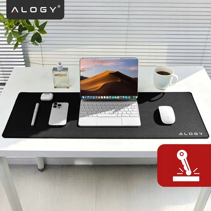 Alogy DeskMat XL 80x40 cm apsauginis stalo kilimėlis pele ir klaviatūrai, neslystantis, juodas