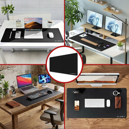 Alogy DeskMat XL 80x40 cm apsauginis stalo kilimėlis pele ir klaviatūrai, neslystantis, juodas