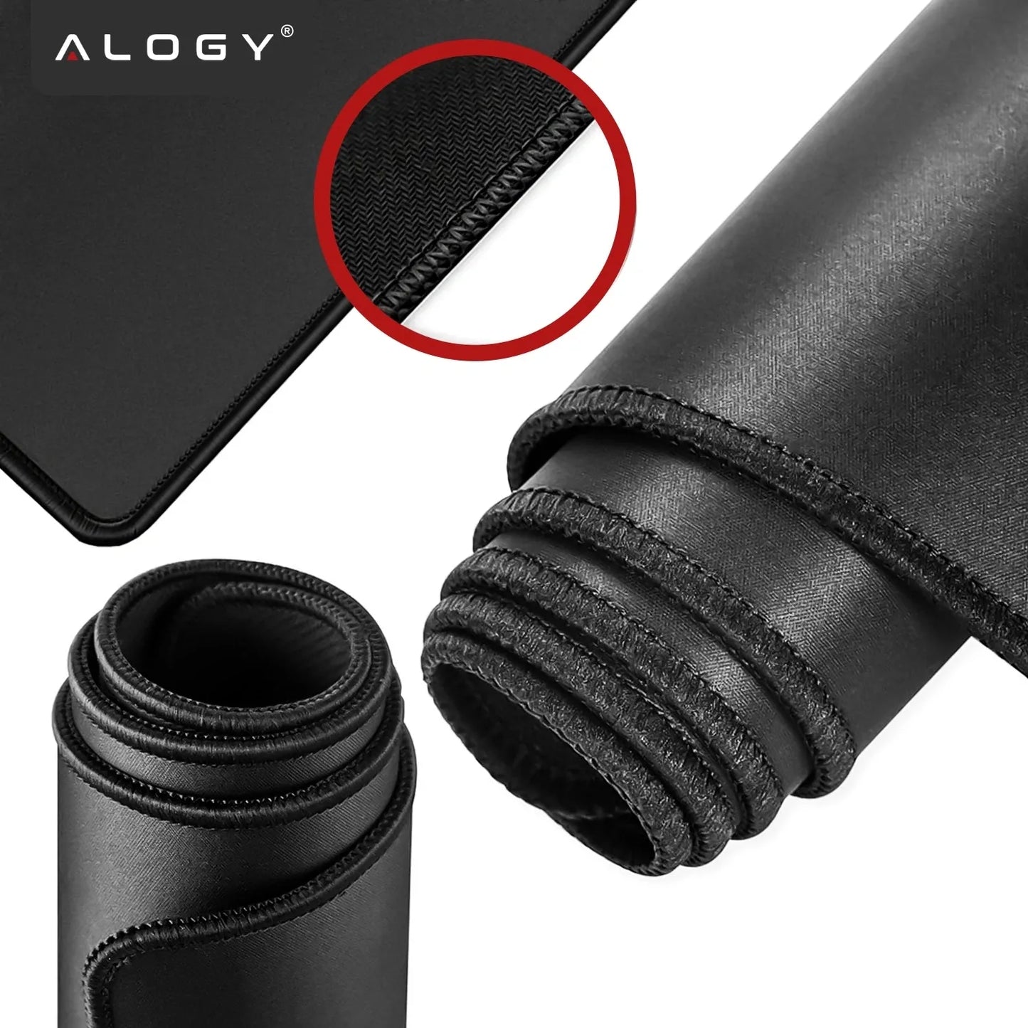 Alogy DeskMat XL 80x40 cm apsauginis stalo kilimėlis pele ir klaviatūrai, neslystantis, juodas