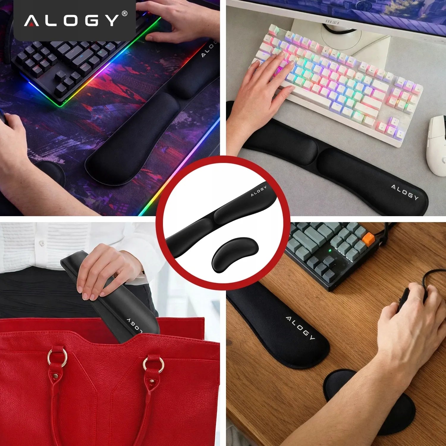 Alogy ErgoPad™ riešų atrama su atminties putomis, komplektas klaviatūrai ir pelei