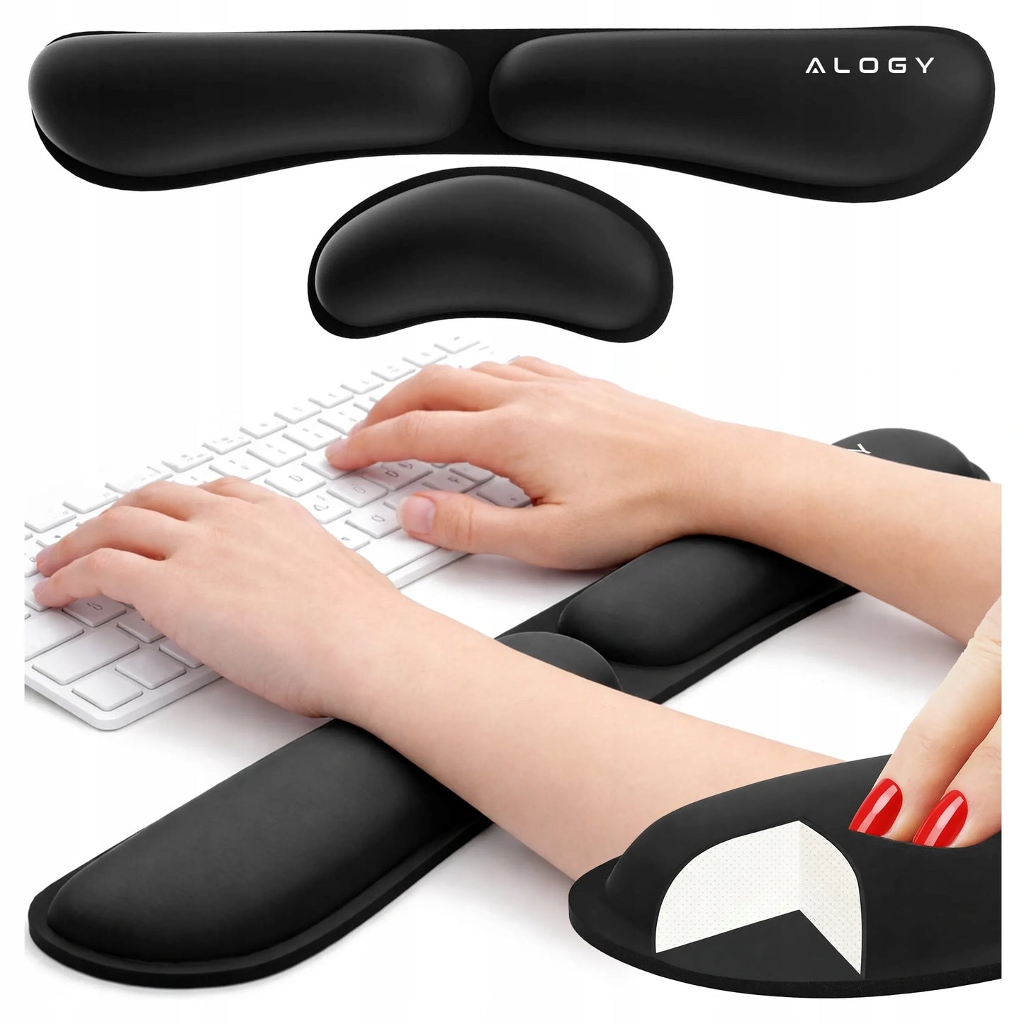 Alogy ErgoPad™ riešų atrama su atminties putomis, komplektas klaviatūrai ir pelei