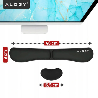 Alogy ErgoPad™ riešų atrama su atminties putomis, komplektas klaviatūrai ir pelei