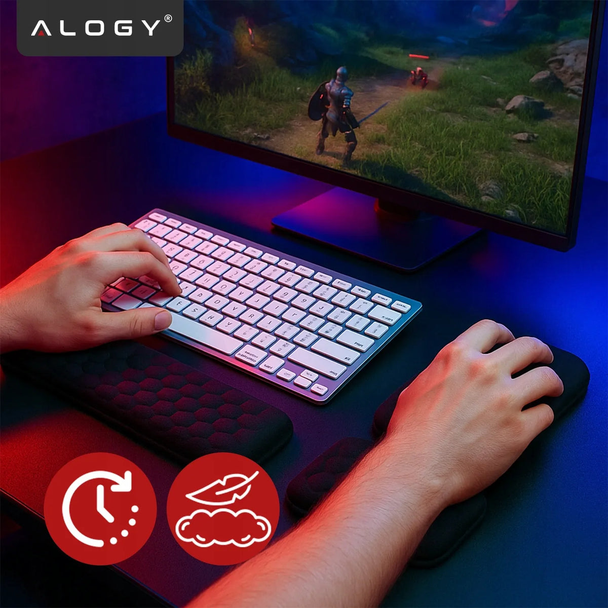 Alogy ErgoSupport™ riešų atramų rinkinys klaviatūrai ir pelei su Memory Foam
