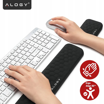 Alogy klaviatūros ir riešo atrama, pelės kilimėlis, memory foam, 2 viename rinkinys