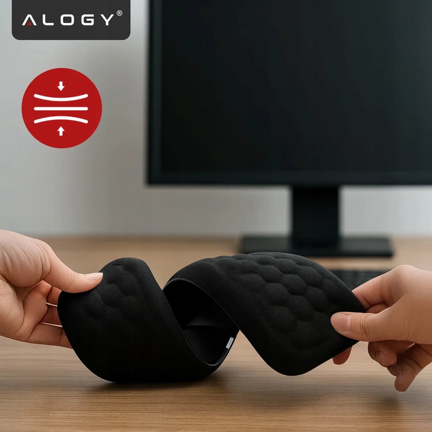 Alogy klaviatūros ir riešo atrama, pelės kilimėlis, memory foam, 2 viename rinkinys