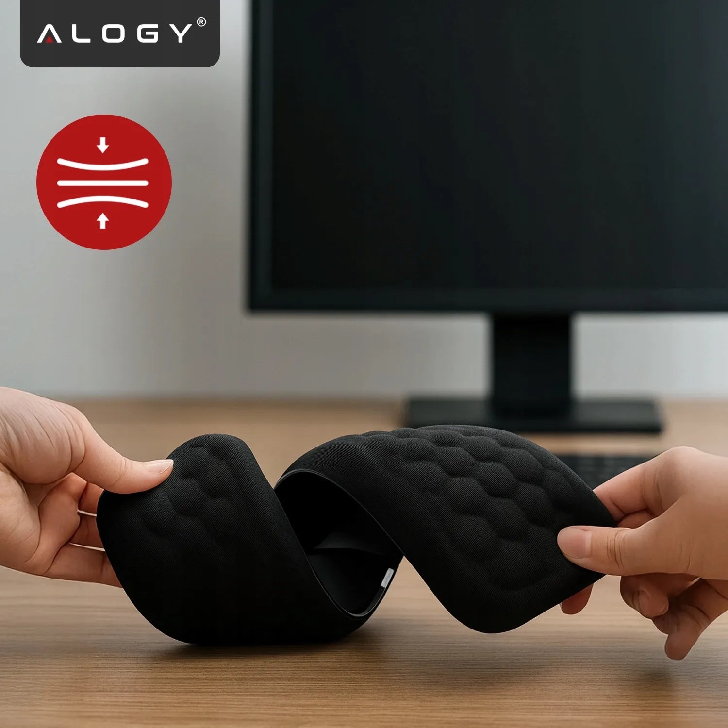 Alogy klaviatūros ir riešo atrama, pelės kilimėlis, memory foam, 2 viename rinkinys