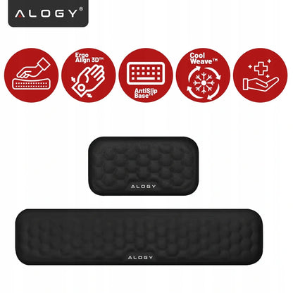Alogy klaviatūros ir riešo atrama, pelės kilimėlis, memory foam, 2 viename rinkinys