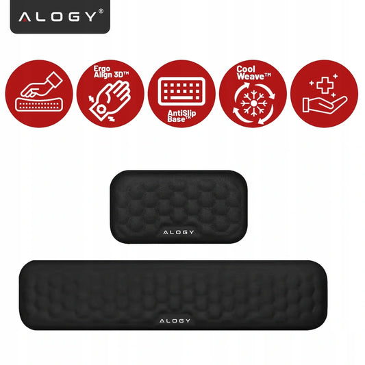 Alogy klaviatūros ir riešo atrama, pelės kilimėlis, memory foam, 2 viename rinkinys