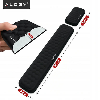 Alogy klaviatūros ir riešo atrama, pelės kilimėlis, memory foam, 2 viename rinkinys