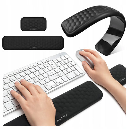 Alogy klaviatūros ir riešo atrama, pelės kilimėlis, memory foam, 2 viename rinkinys