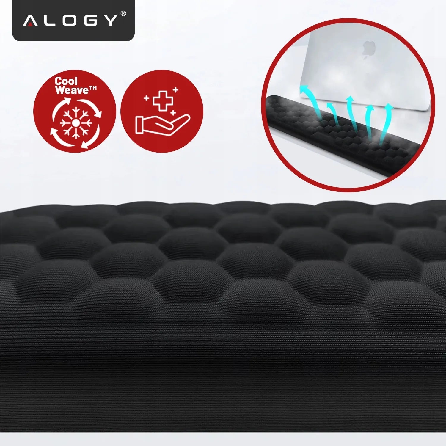 Alogy klaviatūros ir riešo atrama, pelės kilimėlis, memory foam, 2 viename rinkinys