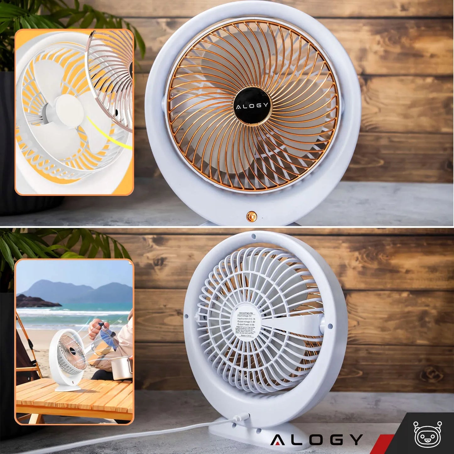 Alogy mini stalas ventiliatorius tylus galingas USB-C 1200mAh