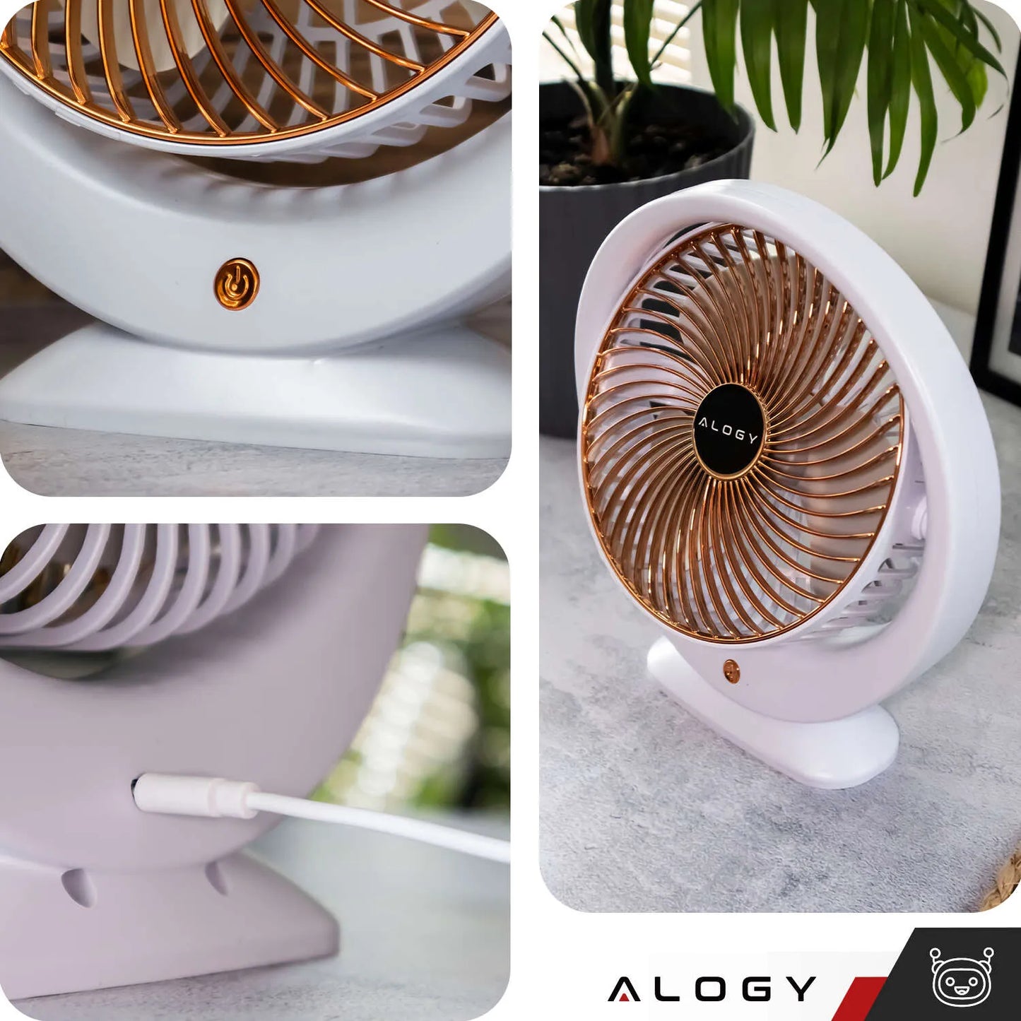 Alogy mini stalas ventiliatorius tylus galingas USB-C 1200mAh